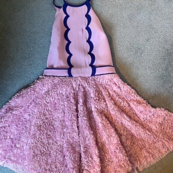 Three Floor Brand: Blush Pink and Navy Blue Dress - Picture 2 of 4